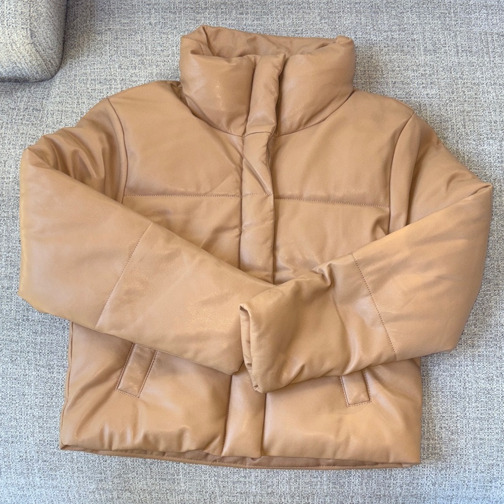 Abercrombie & Fitch Vegan Leather Puffer Jacket